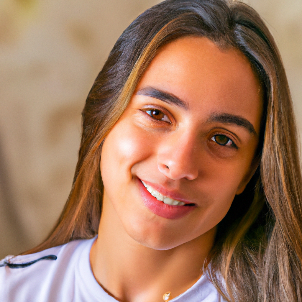 Cliente souriante, portrait en lumière naturelle