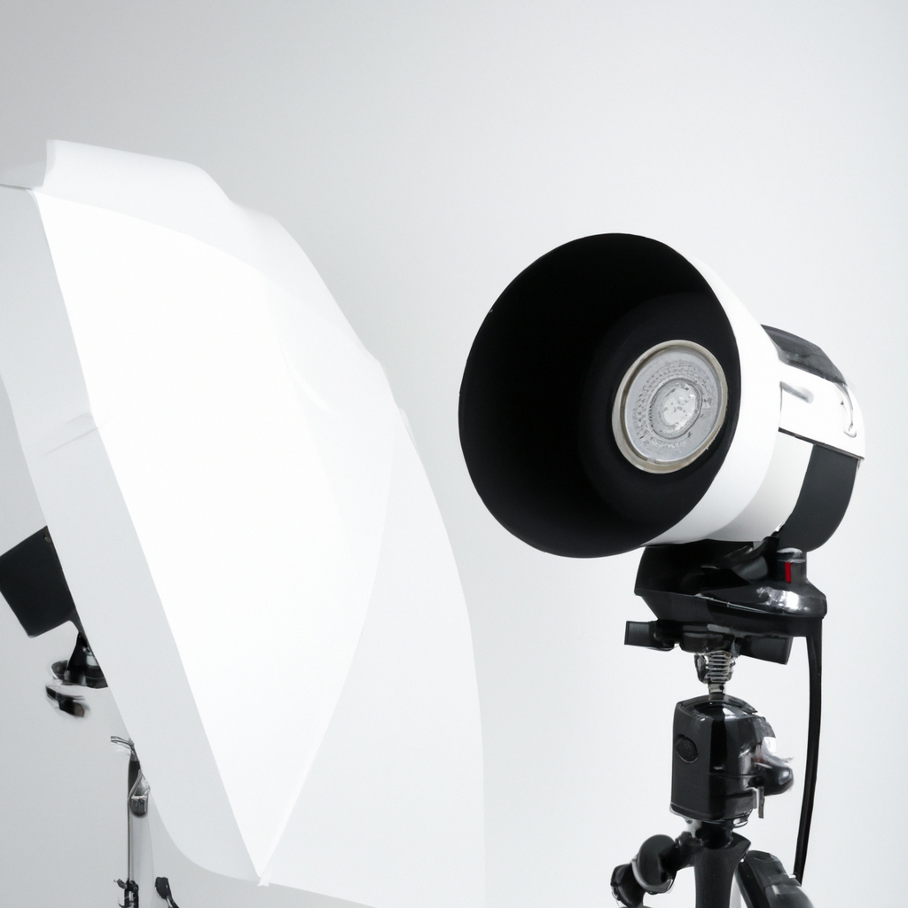 Vue intérieure du studio Haltrion: cyclorama blanc, lumière naturelle douce, appareils photo professionnels, ambiance minimaliste et plantes tropicales
